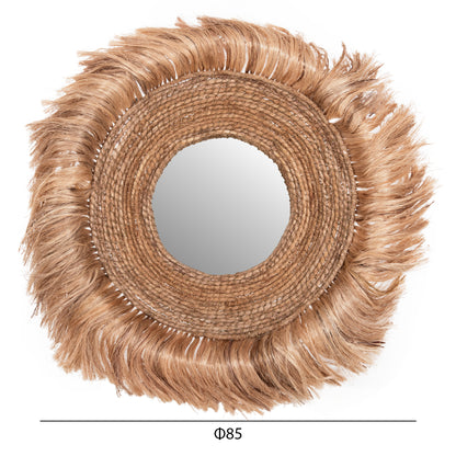 Mirror Round With Abaca Fibers In Natural Color 85x17x85hcm.hm7742