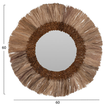 Mirror Round Abaca Fiber Frame In Natural Color 60x4,5x60hcm.hm7731