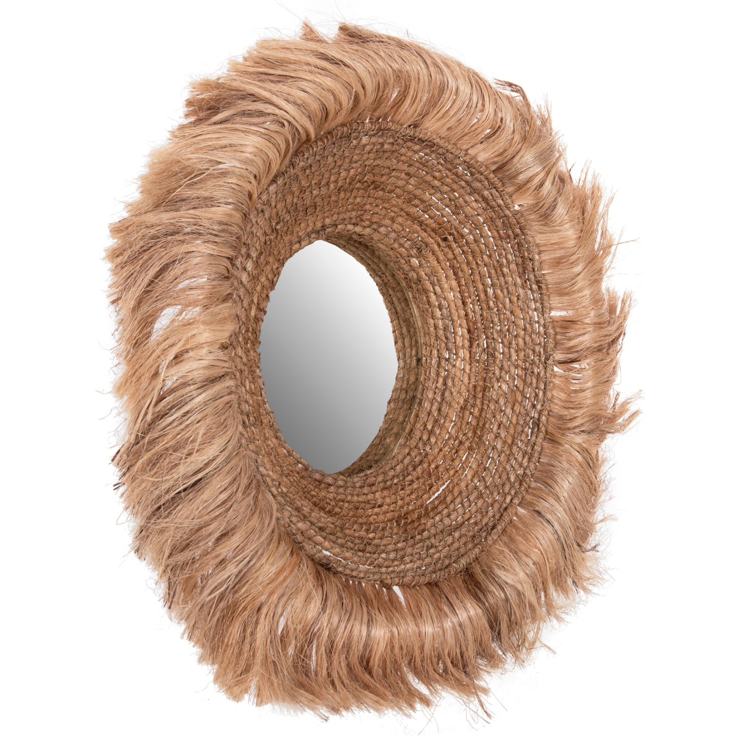 Mirror Round With Abaca Fibers In Natural Color 85x17x85hcm.hm7742