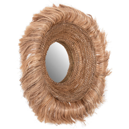 Mirror Round With Abaca Fibers In Natural Color 85x17x85hcm.hm7742