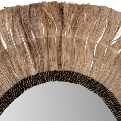 Mirror Round With Abaca Fibers Frame Natural-black Color Φ100cm.hm7748