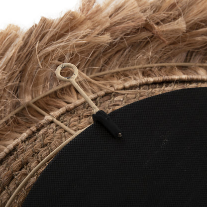 Mirror Round With Abaca Fibers In Natural Color 85x17x85hcm.hm7742
