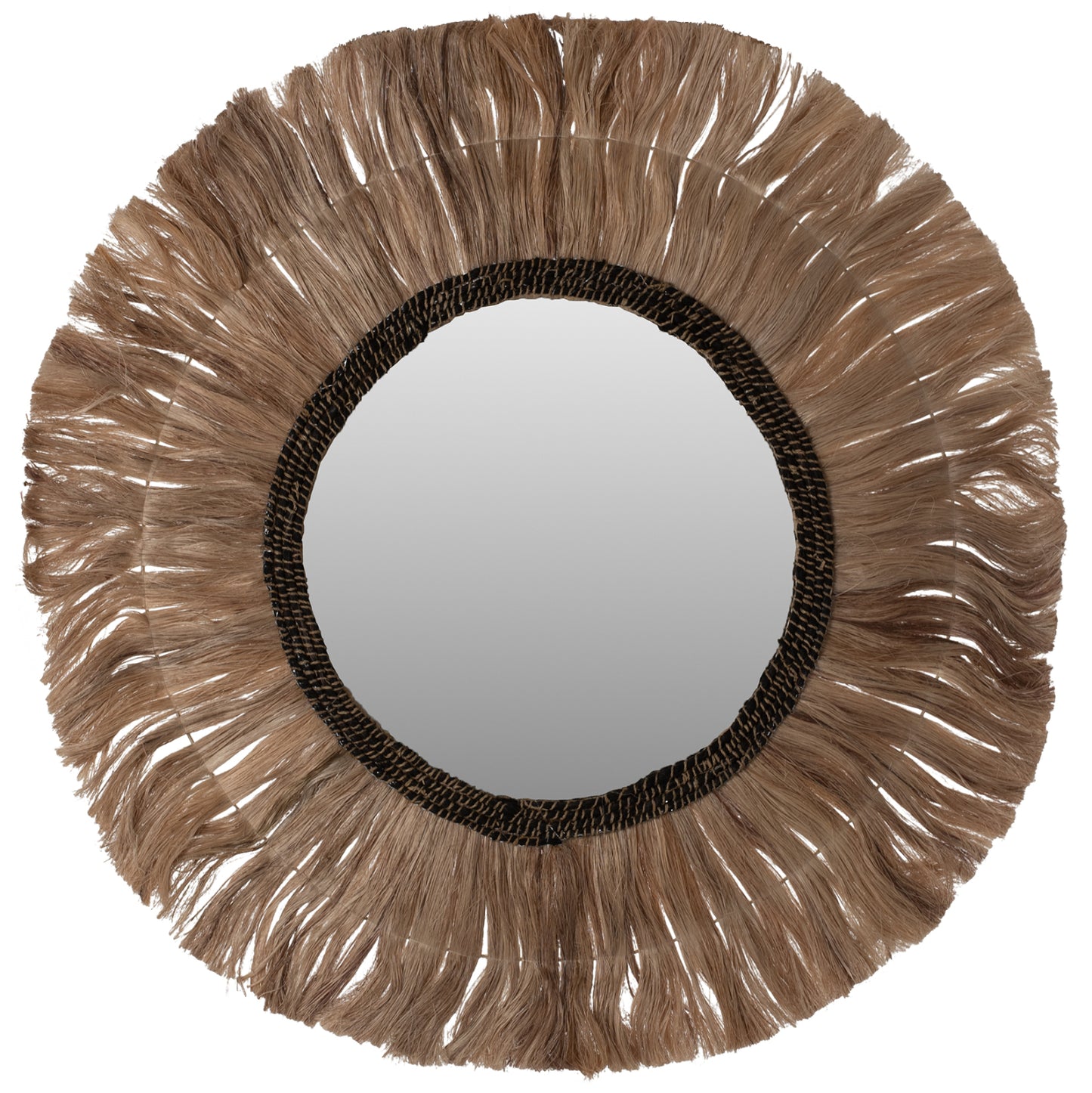 Mirror Round With Abaca Fibers Frame Natural-black Color Φ100cm.hm7748
