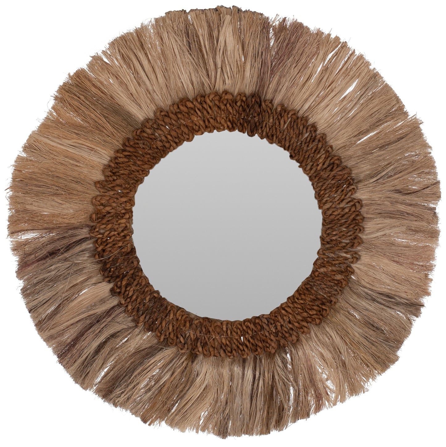 Mirror Round Abaca Fiber Frame In Natural Color 60x4,5x60hcm.hm7731
