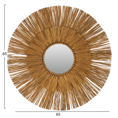 Wall Mirror Round With Mendong Grass Frame In Gold Color Φ65cm.hm7801