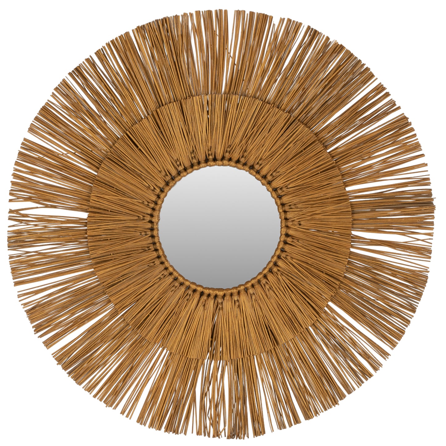 Wall Mirror Round With Mendong Grass Frame In Gold Color Φ65cm.hm7801