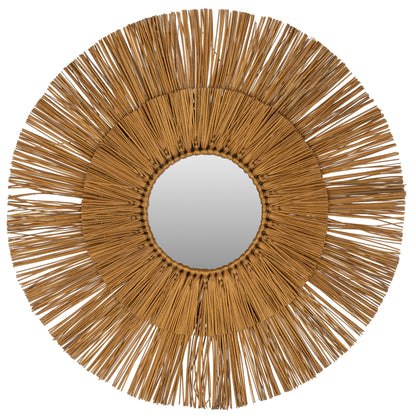 Wall Mirror Round With Mendong Grass Frame In Gold Color Φ65cm.hm7801