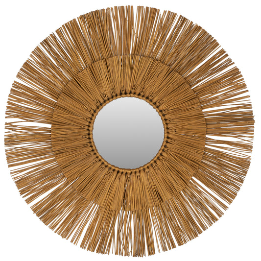 Wall Mirror Round With Mendong Grass Frame In Gold Color Φ65cm.hm7801