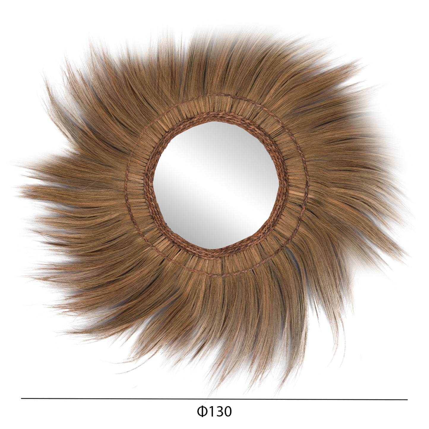 Mirror Round With Banana Bark Fiber Frame In Natural Color 130x4x130hcm.hm7734