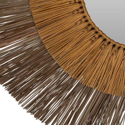 Wall Mirror Round With Mendong Grass Frame In Natural And Gold Φ70cm.hm7800