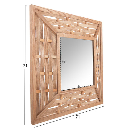 Wall Mirror Square Hm4226 Bamboo In Oak Color 71x7x71cm.