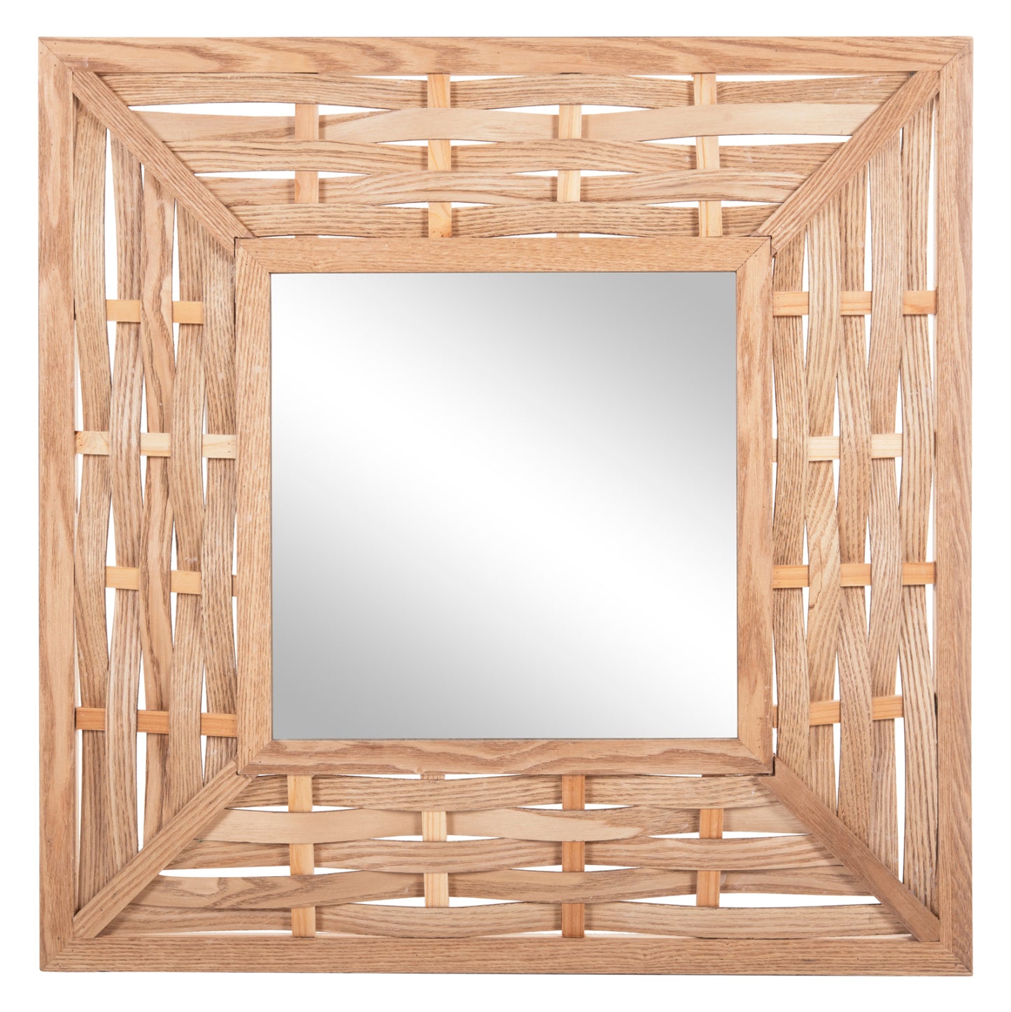 Wall Mirror Square Hm4226 Bamboo In Oak Color 71x7x71cm.