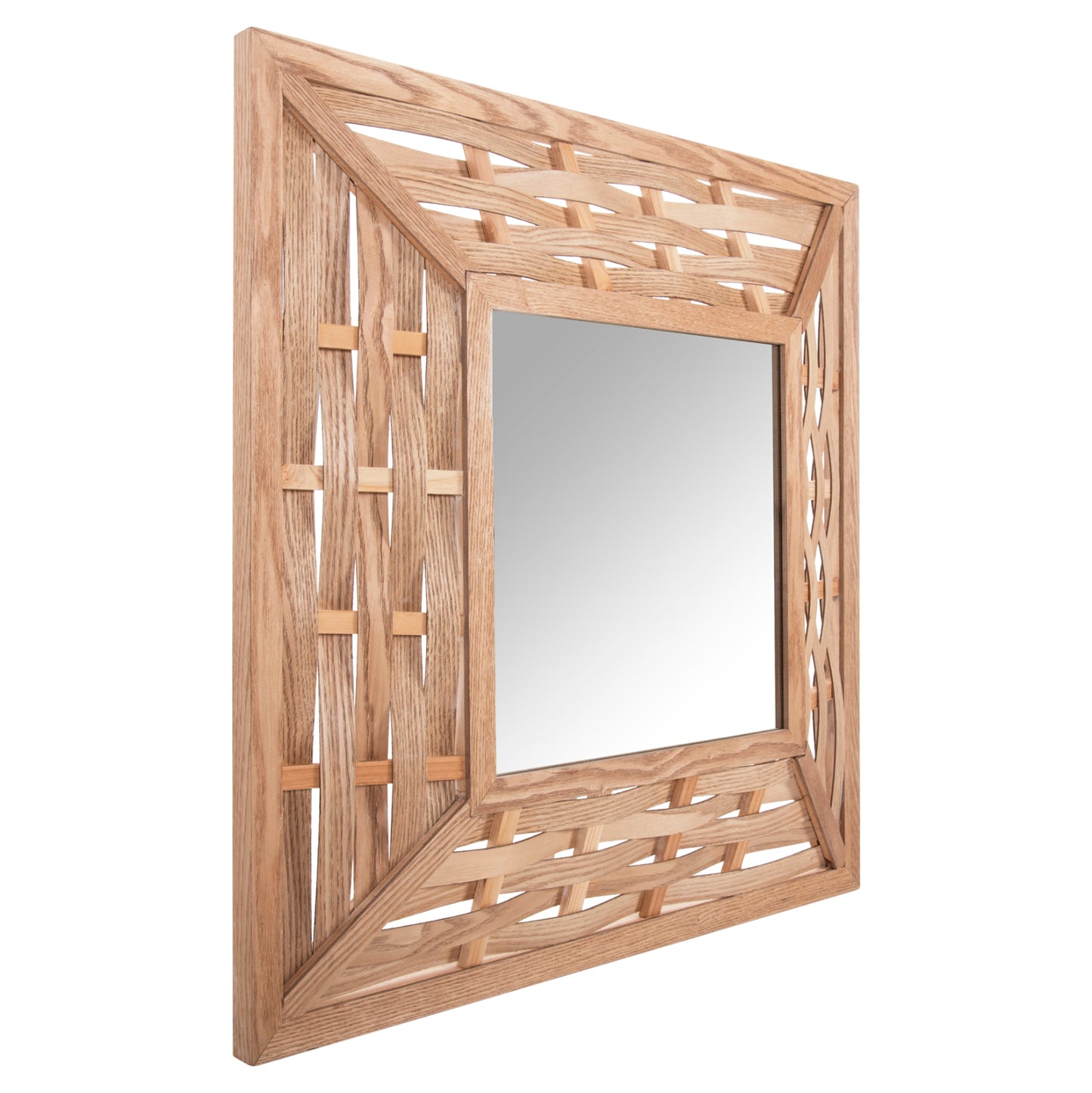 Wall Mirror Square Hm4226 Bamboo In Oak Color 71x7x71cm.