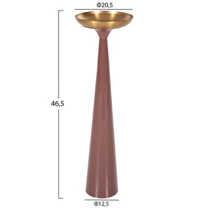 Candlestick (pillar) Guntur Hm4244.06 Metal In Light Coral-gold Φ20,5x68hcm.