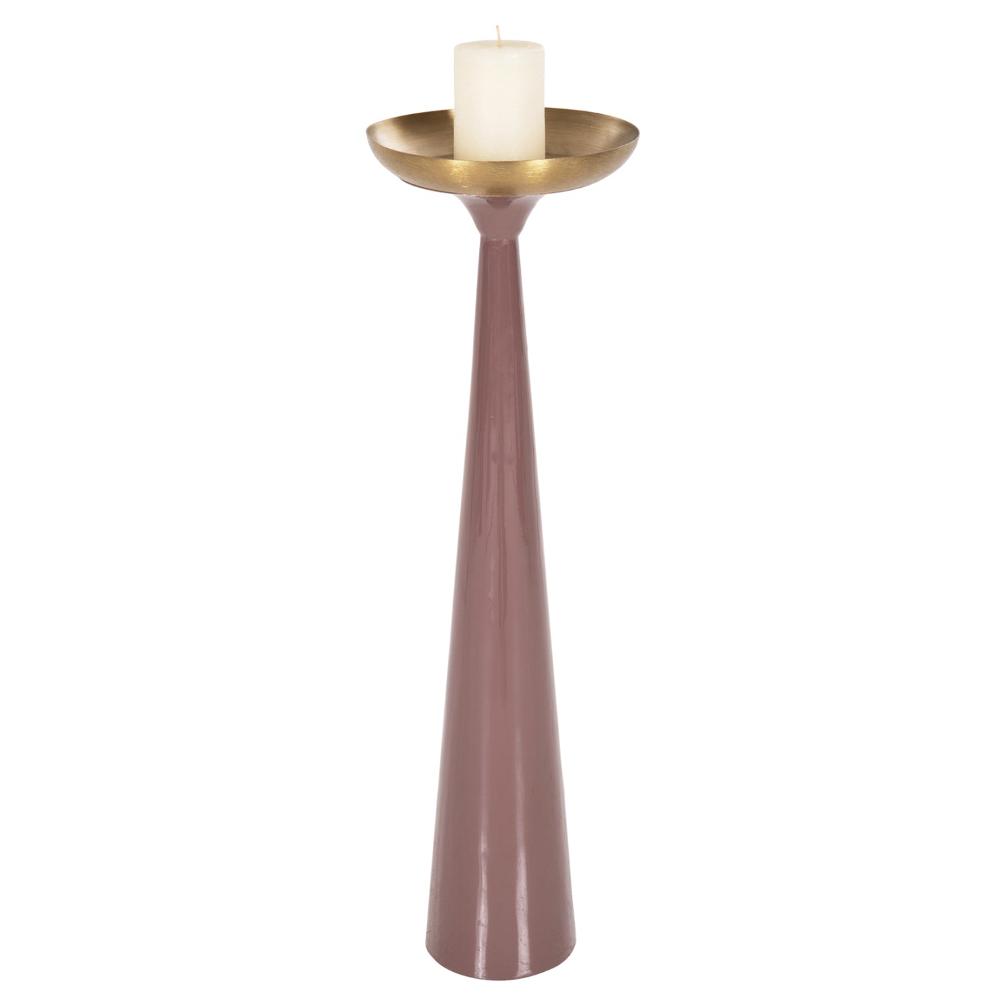 Candlestick (pillar) Guntur Hm4244.06 Metal In Light Coral-gold Φ20,5x68hcm.