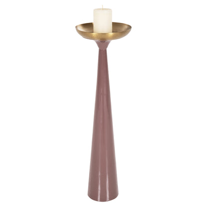 Candlestick (pillar) Guntur Hm4244.06 Metal In Light Coral-gold Φ20,5x68hcm.
