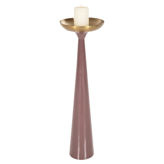 Candlestick (pillar) Guntur Hm4244.06 Metal In Light Coral-gold Φ20,5x68hcm.