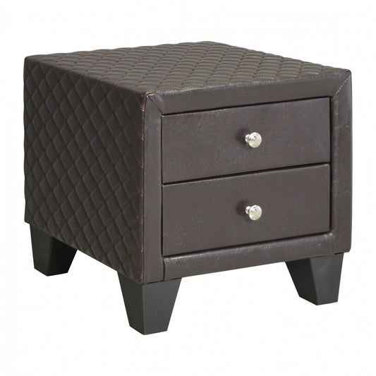 Bedside Table Elda Hm595.01 With 2 Drawers From Brown Matte Pu 45x39x45cm
