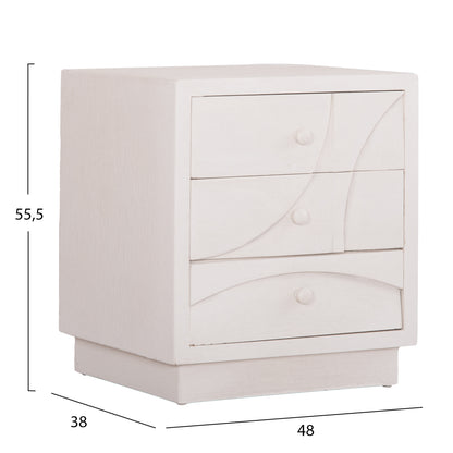 Nightstand Series Santorini Hm18047 Mdf In Off-white Color-3 Drawers 48x38x55.5hcm.