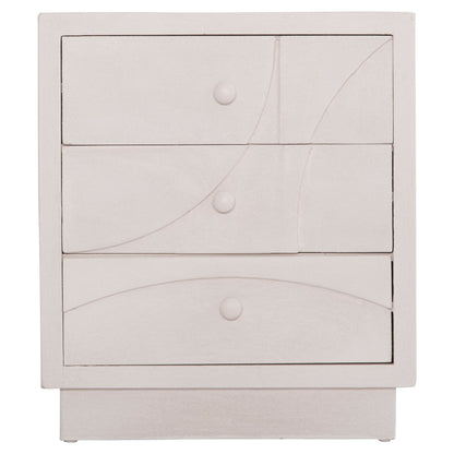 Nightstand Series Santorini Hm18047 Mdf In Off-white Color-3 Drawers 48x38x55.5hcm.