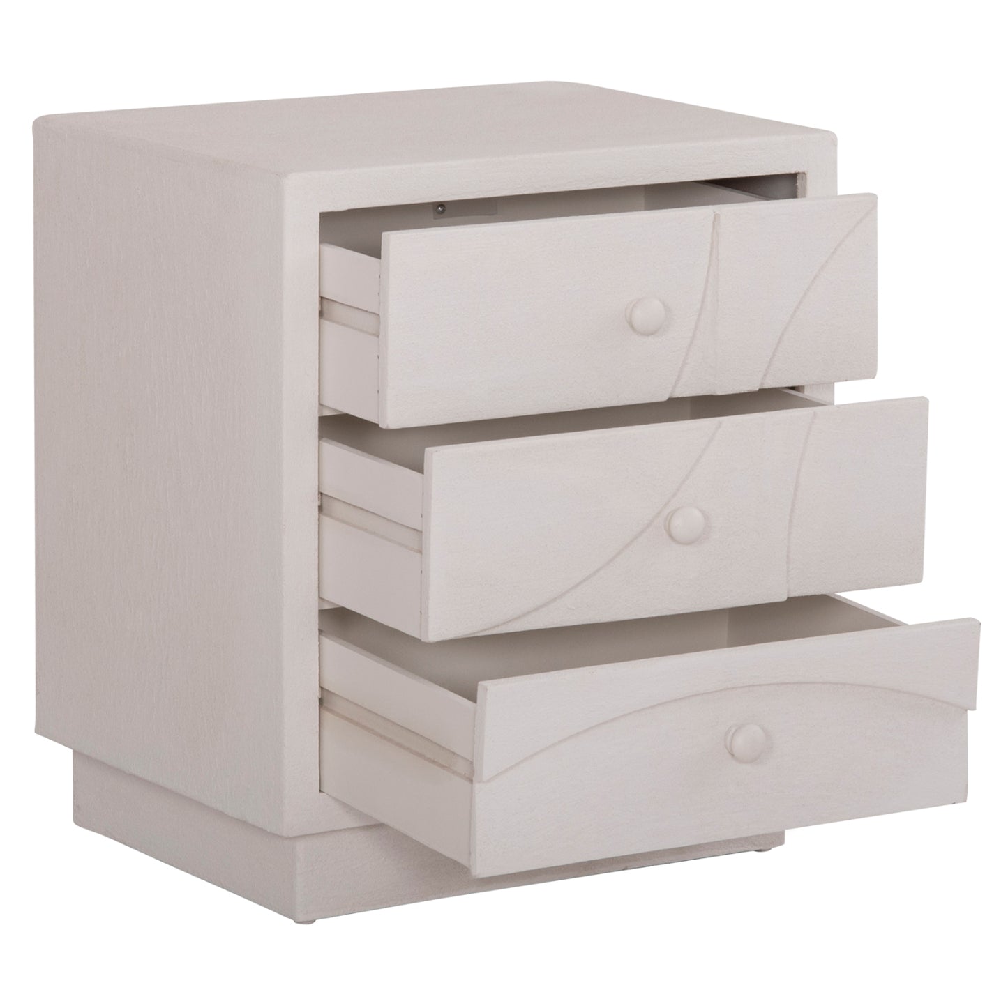 Nightstand Series Santorini Hm18047 Mdf In Off-white Color-3 Drawers 48x38x55.5hcm.