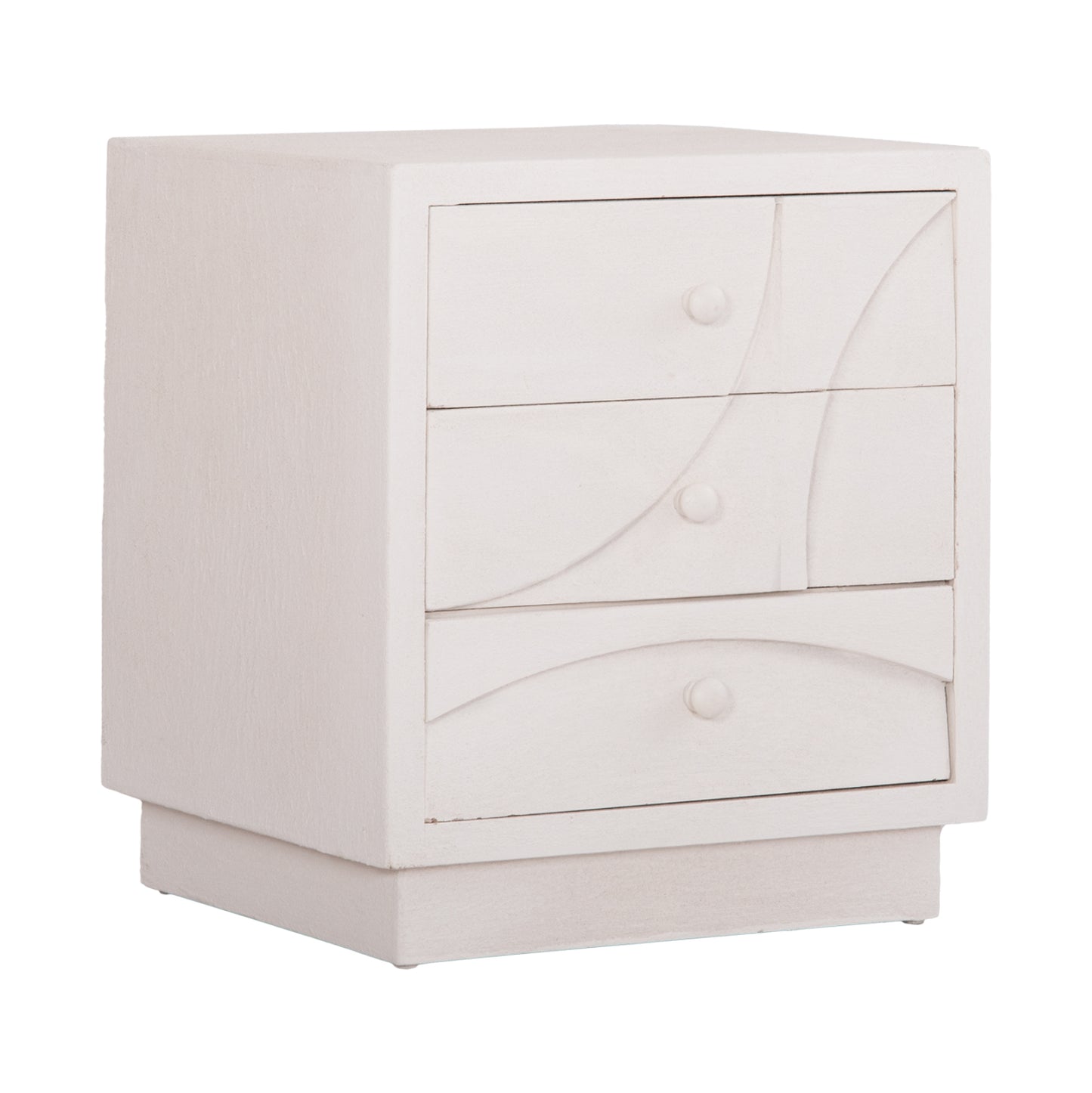 Nightstand Series Santorini Hm18047 Mdf In Off-white Color-3 Drawers 48x38x55.5hcm.