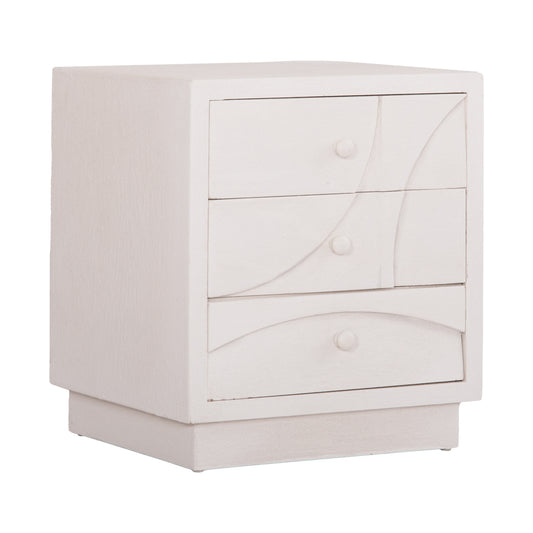 Nightstand Series Santorini Hm18047 Mdf In Off-white Color-3 Drawers 48x38x55.5hcm.