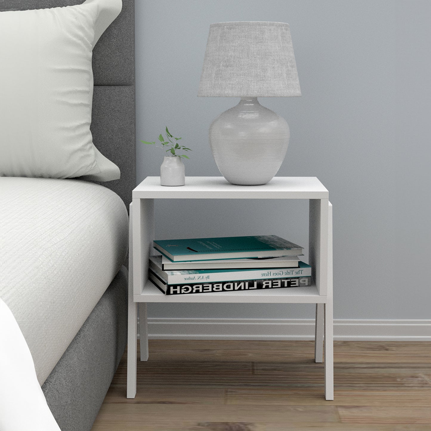 Bedside Stand Jake Hm18182.01 Melamine In White 48x35x49hcm.