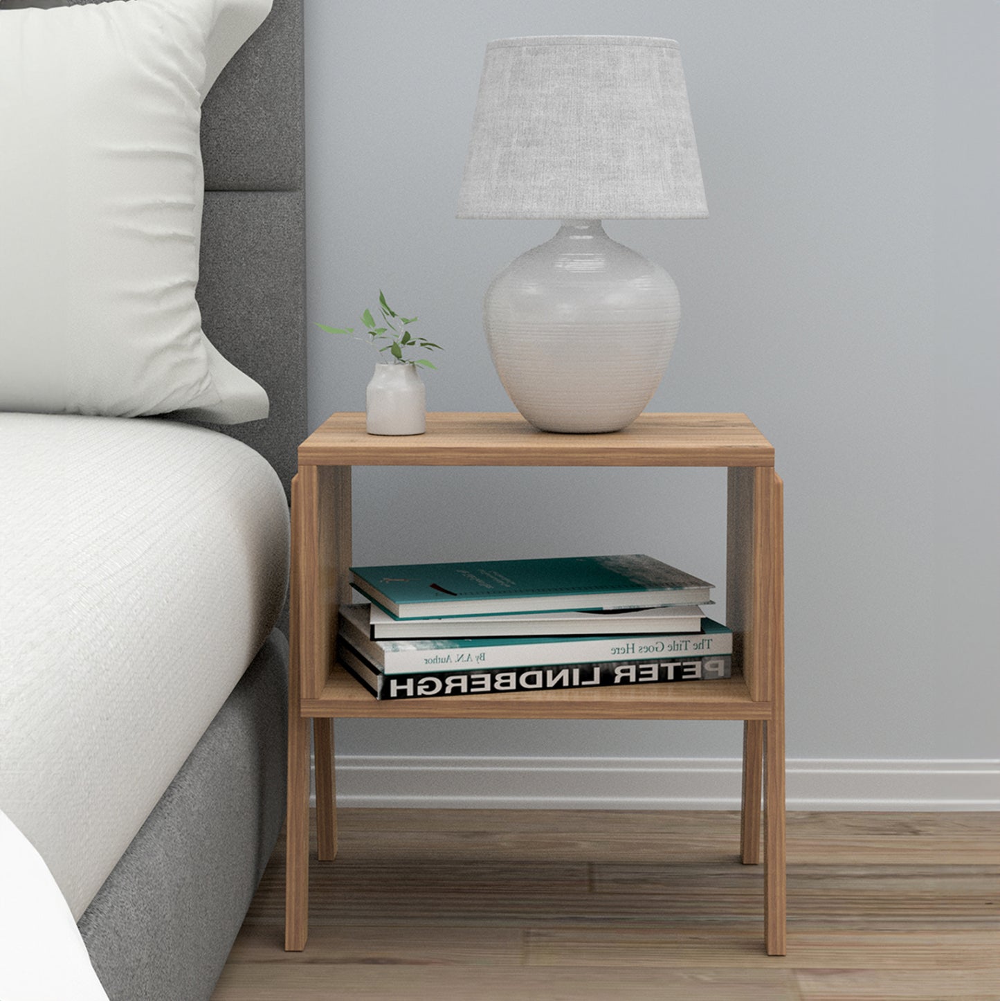 Bedside Stand Jake Hm18182.04 Melamine In Natural Wood Color 48x35x49hcm.