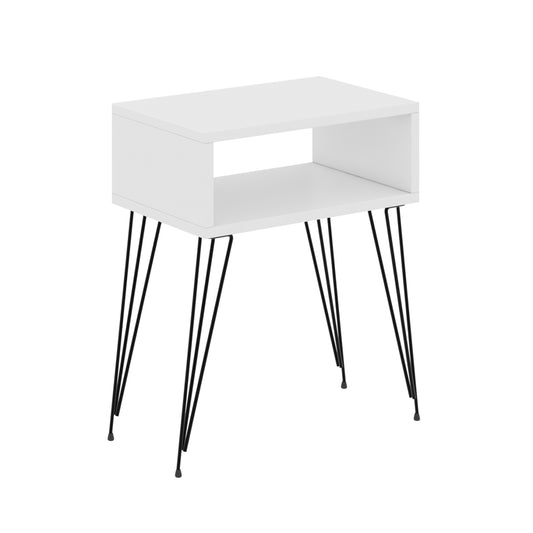Bedside Stand Todd Hm18184.01 Melamine In White Color-metal Legs In Black 45x30x58hcm.