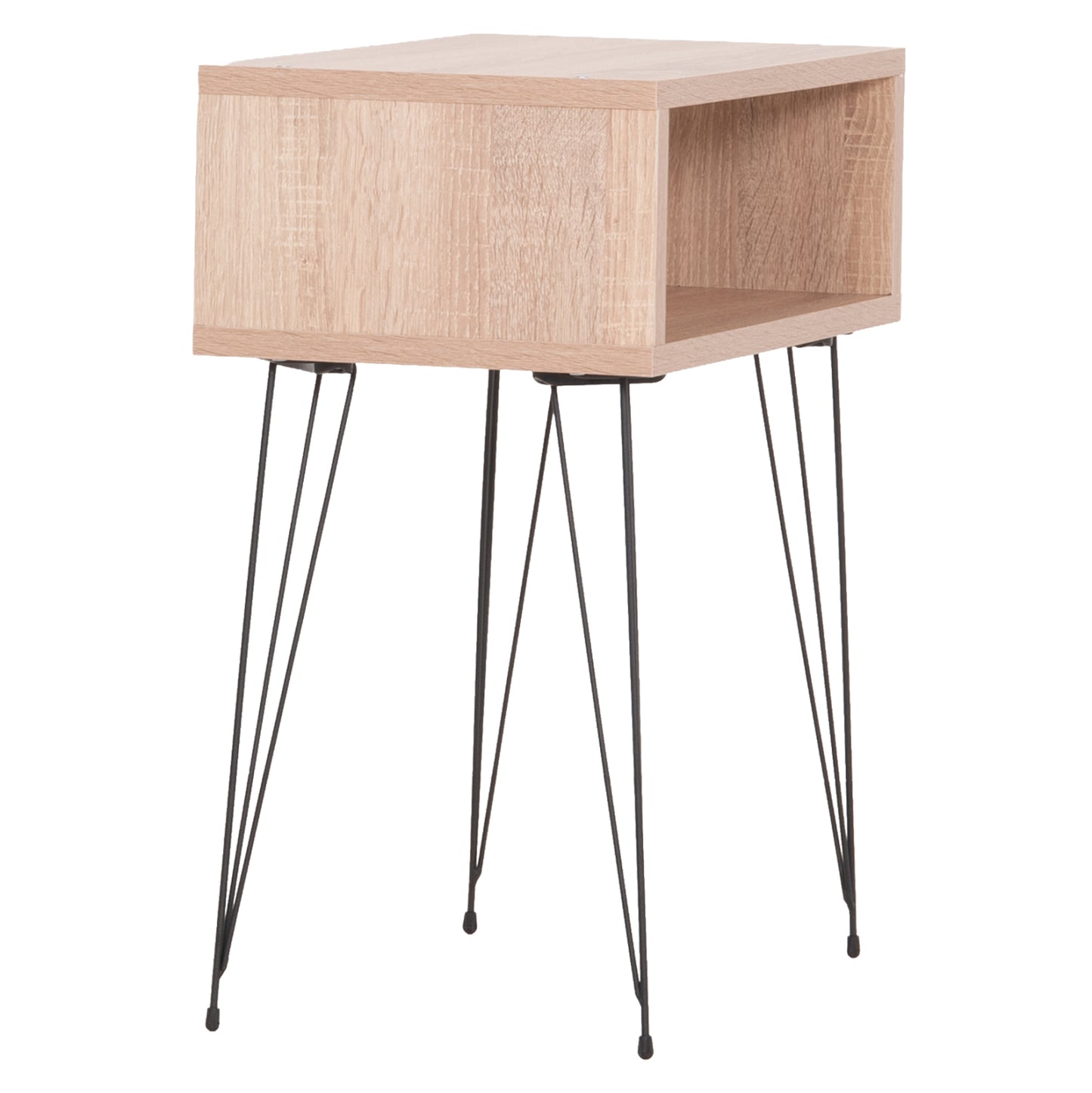 Bedside Stand Todd Hm18184.03 Melamine In Sonama Color-metal Legs In Black 46x30x59hcm.