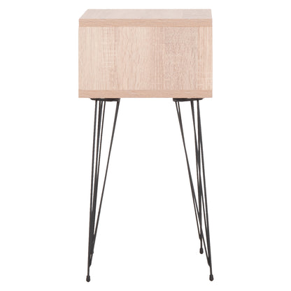 Bedside Stand Todd Hm18184.03 Melamine In Sonama Color-metal Legs In Black 46x30x59hcm.