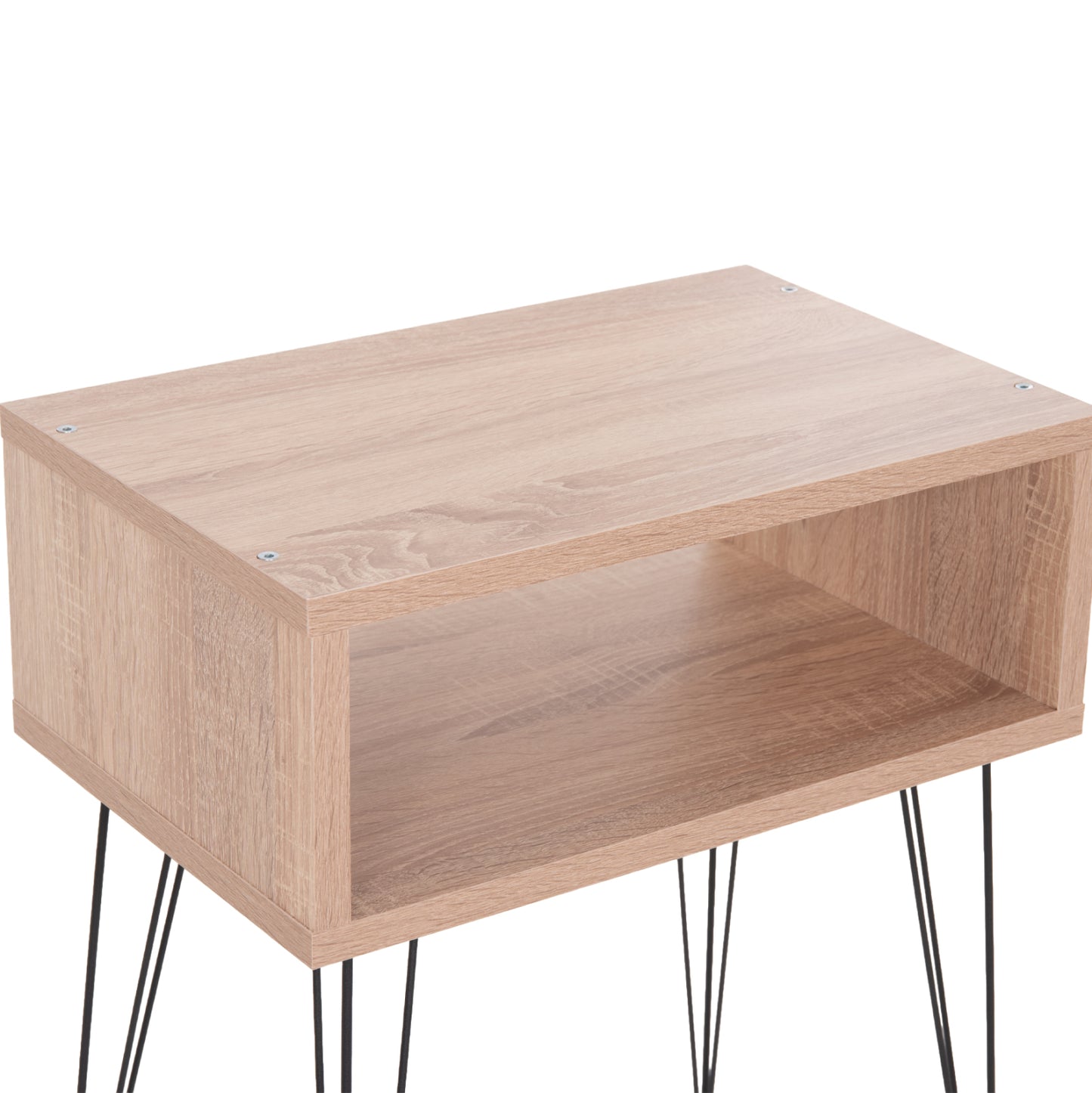 Bedside Stand Todd Hm18184.03 Melamine In Sonama Color-metal Legs In Black 46x30x59hcm.