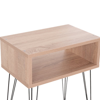 Bedside Stand Todd Hm18184.03 Melamine In Sonama Color-metal Legs In Black 46x30x59hcm.