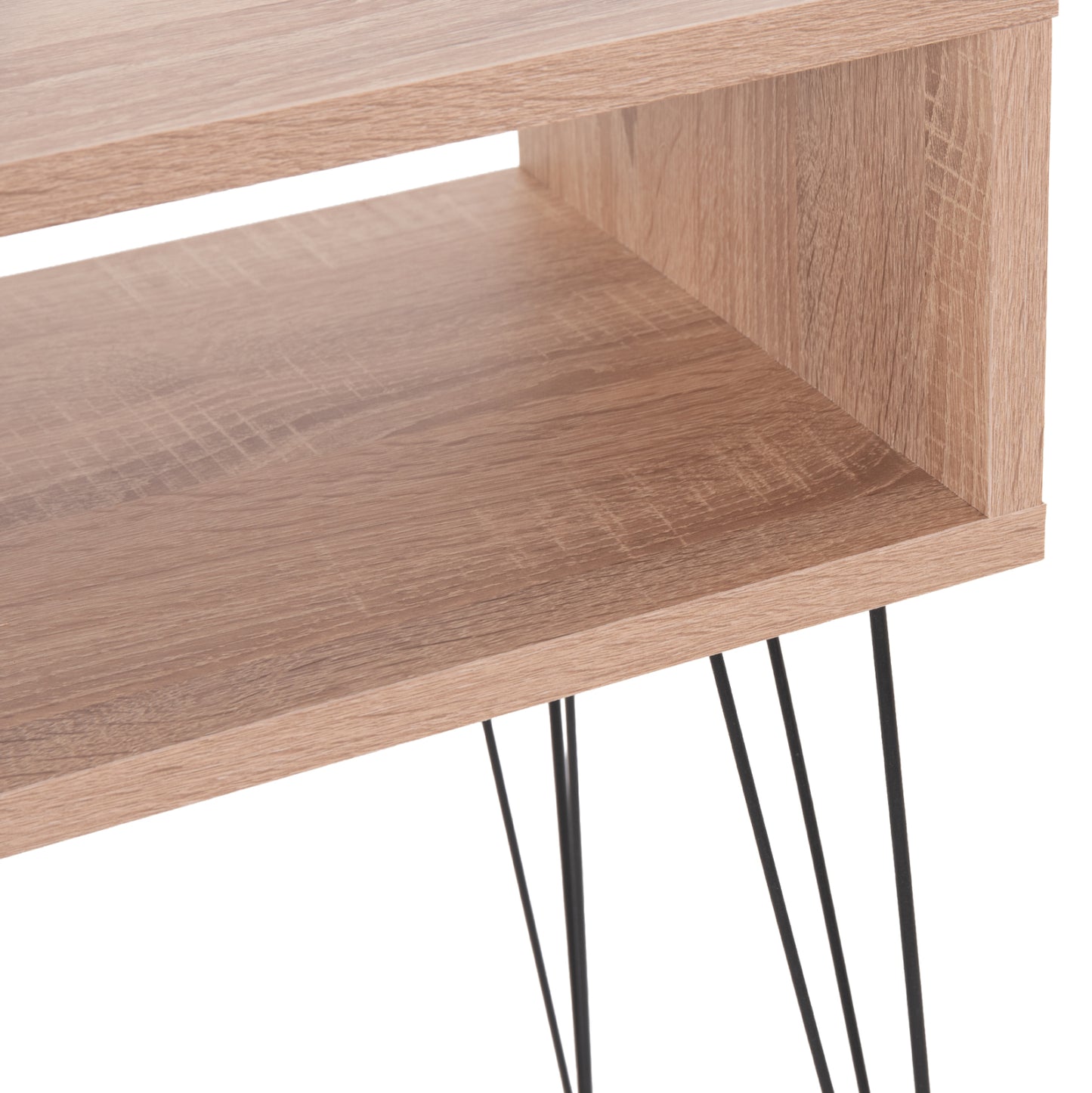 Bedside Stand Todd Hm18184.03 Melamine In Sonama Color-metal Legs In Black 46x30x59hcm.