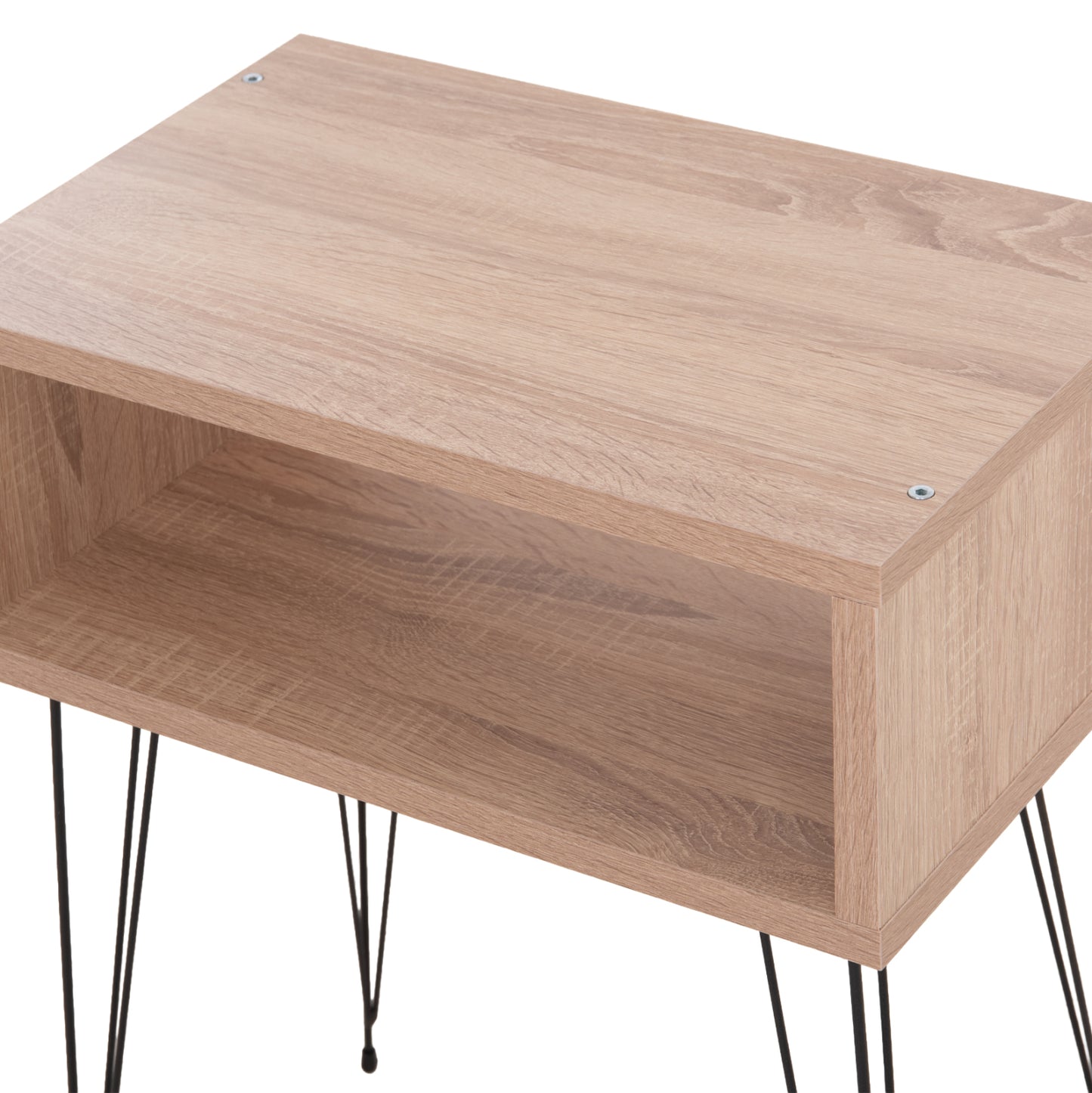 Bedside Stand Todd Hm18184.03 Melamine In Sonama Color-metal Legs In Black 46x30x59hcm.
