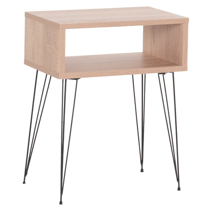 Bedside Stand Todd Hm18184.03 Melamine In Sonama Color-metal Legs In Black 46x30x59hcm.