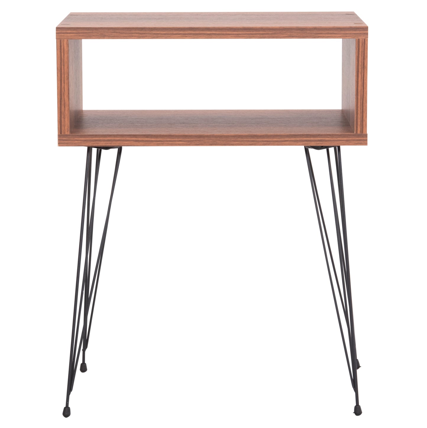 Bedside Stand Todd Hm18184.05 Melamine In Walnut Color-metal Legs In Black 45.5x29.5x58.5hcm.
