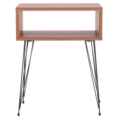 Bedside Stand Todd Hm18184.05 Melamine In Walnut Color-metal Legs In Black 45.5x29.5x58.5hcm.