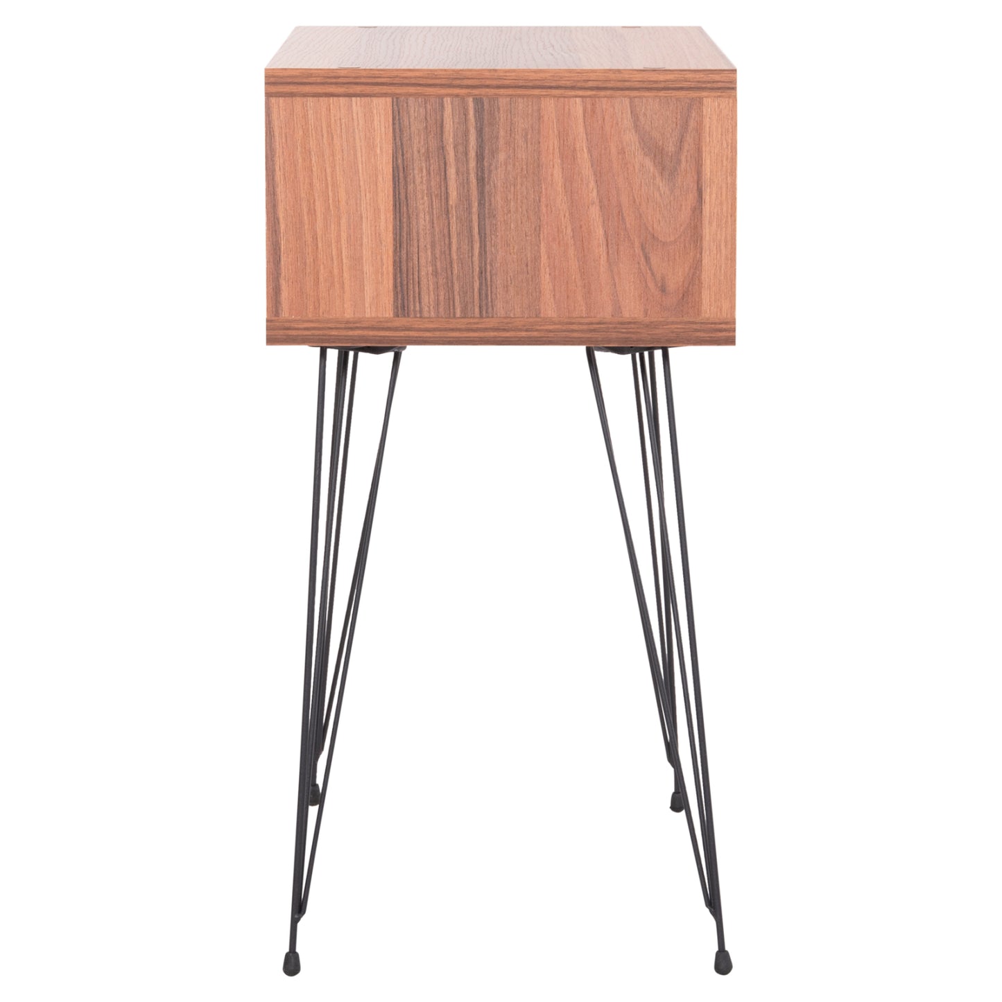 Bedside Stand Todd Hm18184.05 Melamine In Walnut Color-metal Legs In Black 45.5x29.5x58.5hcm.