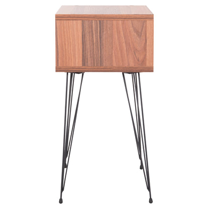 Bedside Stand Todd Hm18184.05 Melamine In Walnut Color-metal Legs In Black 45.5x29.5x58.5hcm.