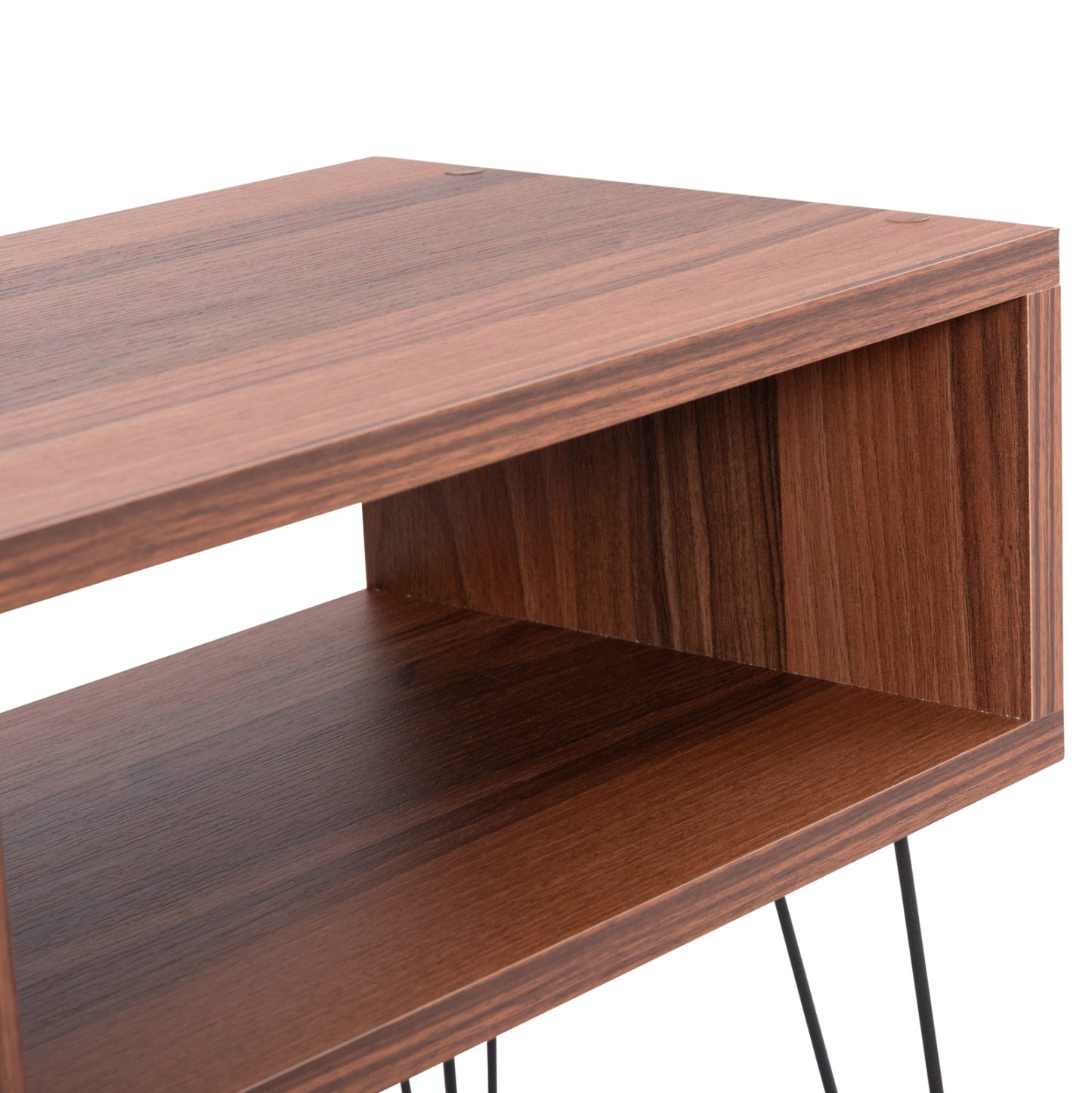 Bedside Stand Todd Hm18184.05 Melamine In Walnut Color-metal Legs In Black 45.5x29.5x58.5hcm.