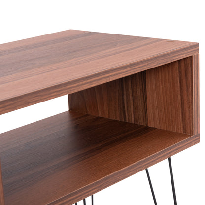 Bedside Stand Todd Hm18184.05 Melamine In Walnut Color-metal Legs In Black 45.5x29.5x58.5hcm.