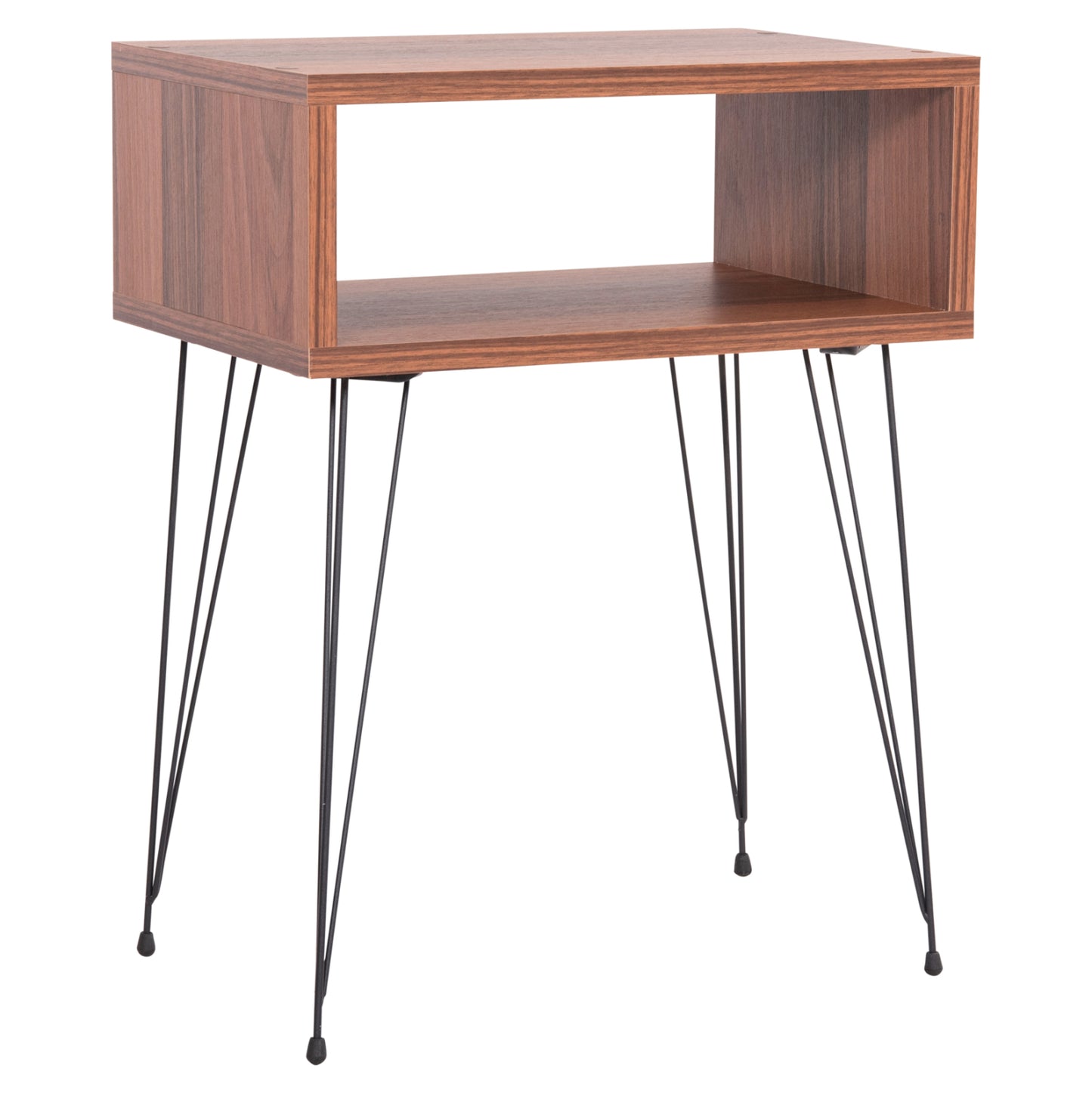 Bedside Stand Todd Hm18184.05 Melamine In Walnut Color-metal Legs In Black 45.5x29.5x58.5hcm.
