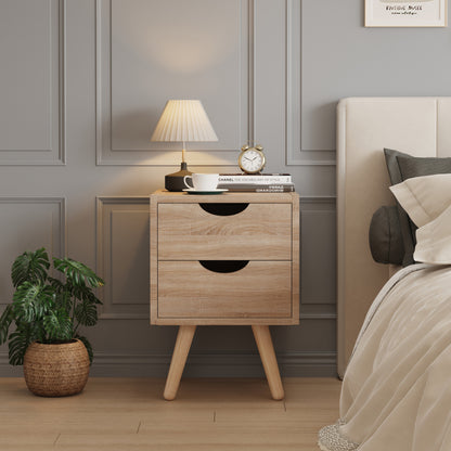 Bedside Stand Dinkl Hm2472.01 Melamine-2 Drawers- Sonama 29,7x29,7x45hcm.