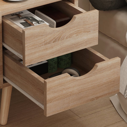 Bedside Stand Dinkl Hm2472.01 Melamine-2 Drawers- Sonama 29,7x29,7x45hcm.