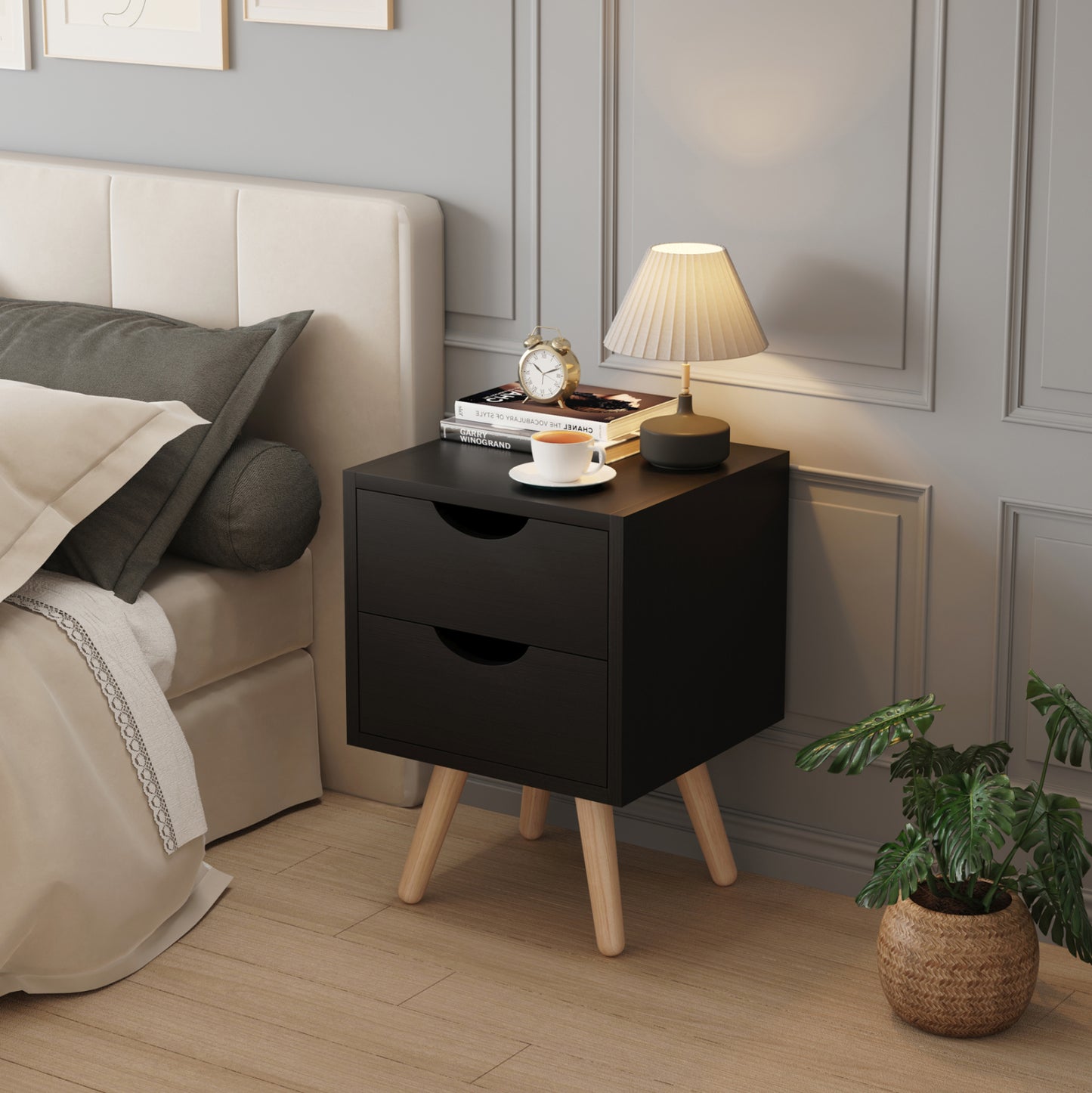 Bedside Stand Dinkl Hm2472.02 Melamine-2 Drawers-wenge 29.5x29.5x45hcm.