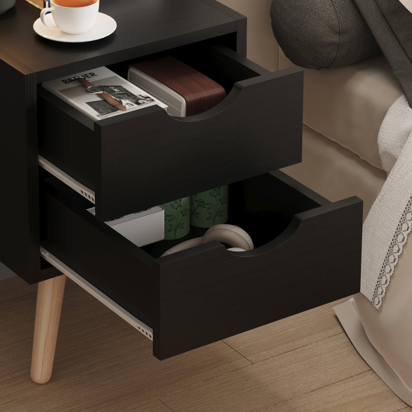 Nightstand Dinkl (Black) - 29.7x29.7xH45cm