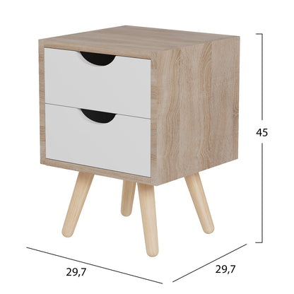 Nightstand Dinkl White Drawers - 29.7x29.7xH45cm