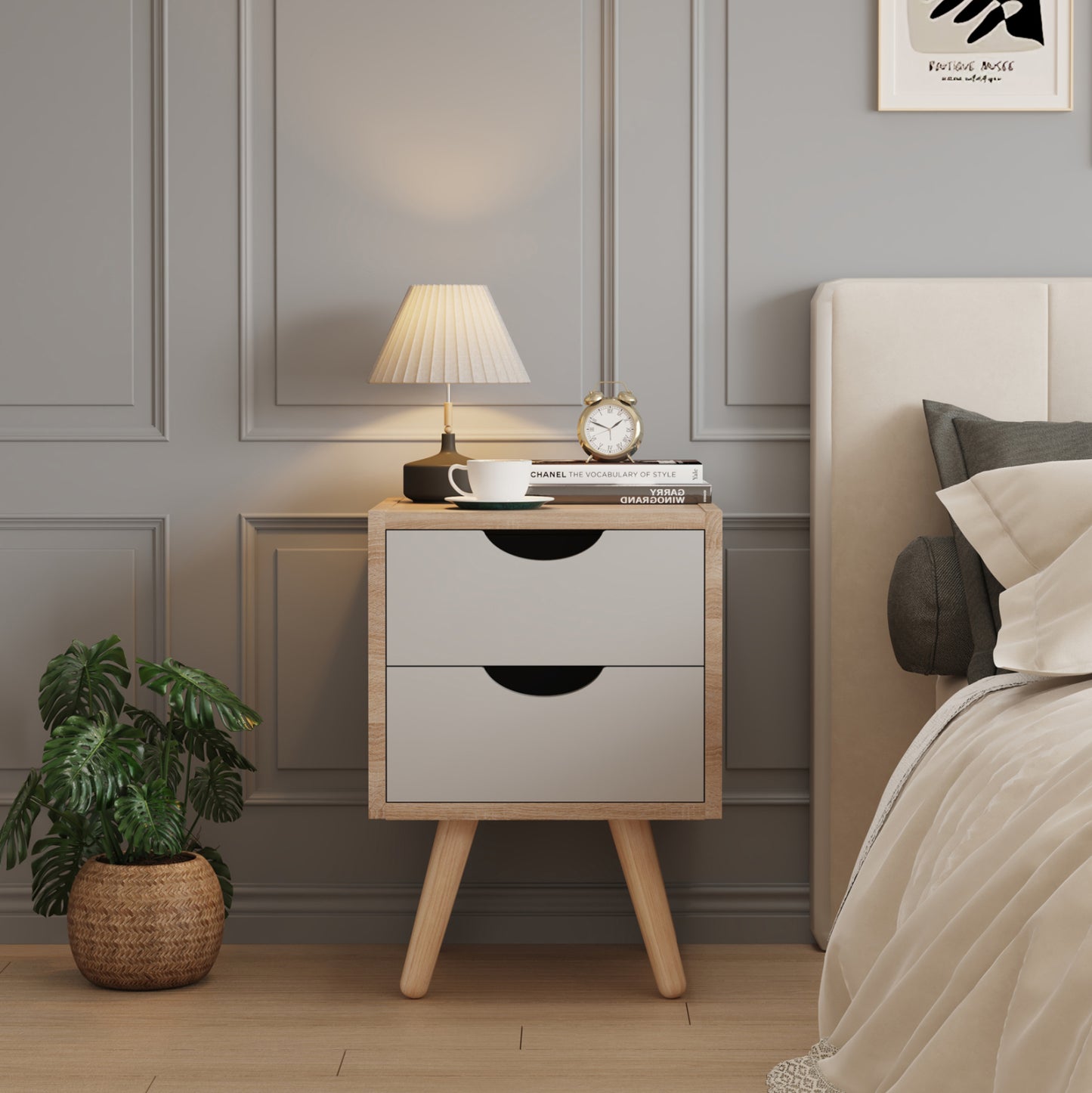 Nightstand Dinkl (Sonama-Grey) - 29.7x29.7xH45cm